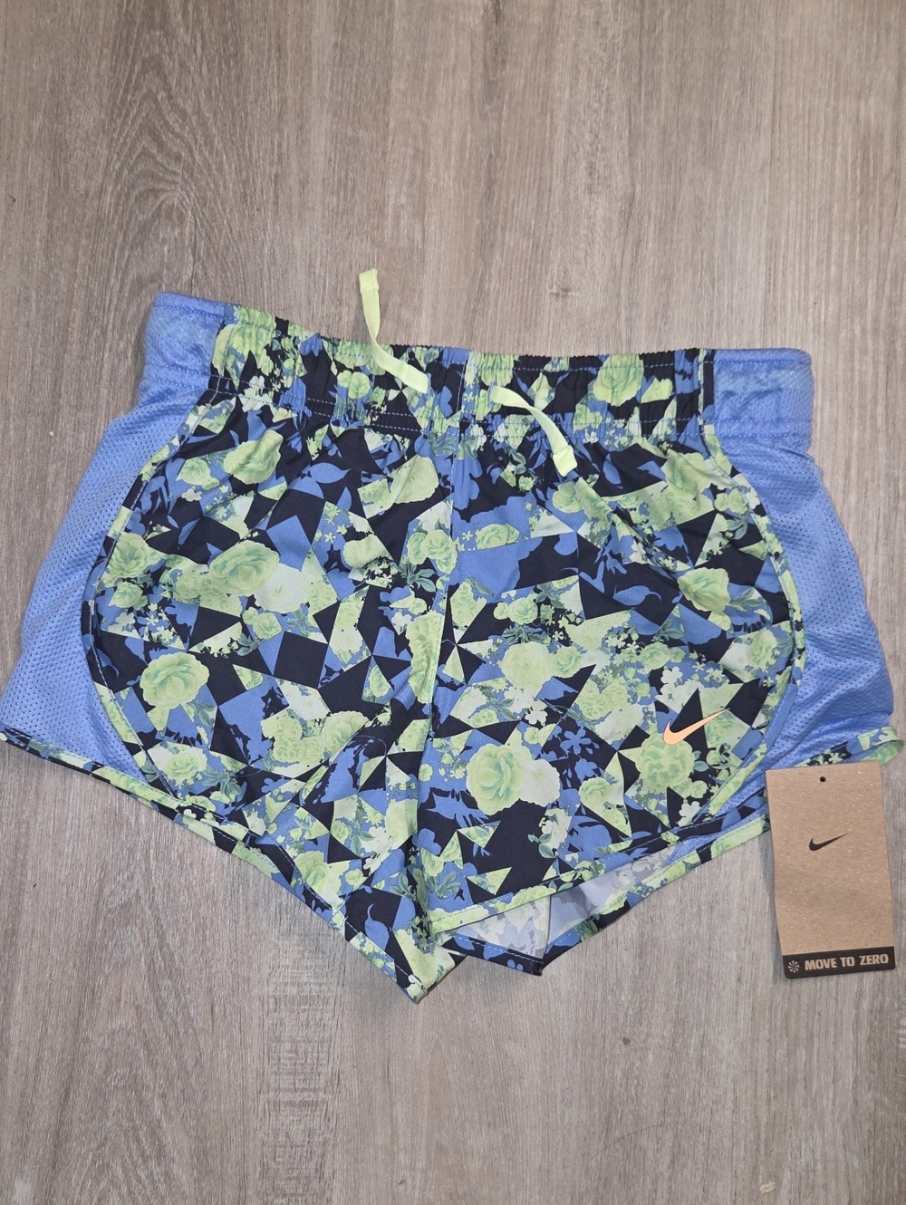 Nike Girls’s Blue & Green Floral Running Shorts